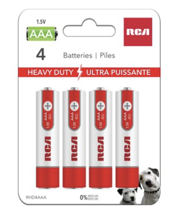 RCA Heavy Duty “AAA” Batteries ~ 4/pack
